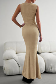 Devine Round Neck Sleeveless Maxi Fishtail Dress