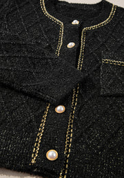 Round Neck Button Up Long Sleeve Cardigan