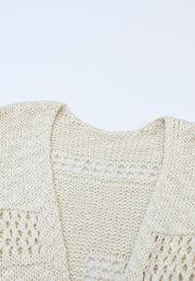 Openwork Open Front Long Sleeve Cardigan