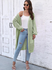 Open Front Longline Cardigan with Pockets