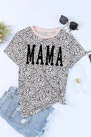 MAMA Animal Print Round Neck Short Sleeve T-Shirt