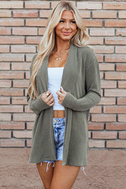 Textured Open Front Long Sleeve Cover Up