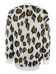 Leopard Open Front Dropped Shoulder Cardigan