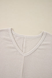 Side Slit V-Neck Long Sleeve Top