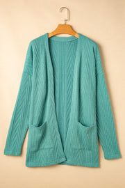 Textured Open Front Cover Up with Pockets