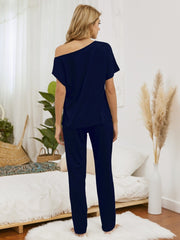 Boat Neck Top and Pants Lounge Set
