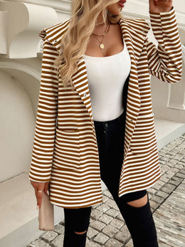 Devine Striped Long Sleeve Hooded Outerwear