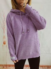 Drawstring Long Sleeve  Hooded Sweater