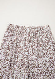 Leopard Button Down Long Sleeve Top and Pants Lounge Set