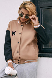 Ivy Lane Contrast Baseball Collar Snap Down Jacket