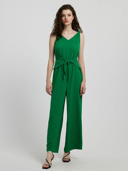 Honey Knot Detail Tie Front Sleeveless Jumpsuit
