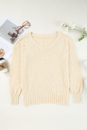 V-Neck Dropped Shoulder Sweater