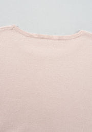 Printed Round Neck Flounce Sleeve Sweater