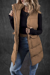 Pocketed Zip Up Vest Coat