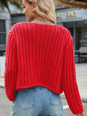 Round Neck Button Up Cardigan with Pockets