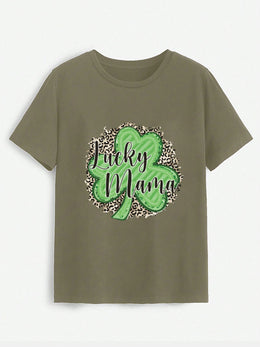 LUCKY MAMA Round Neck T-Shirt