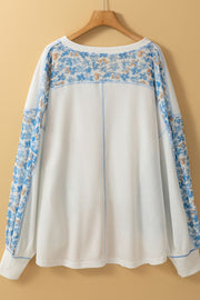 High-Low V-Neck Long Sleeve Blouse