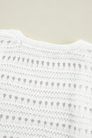 Openwork Open Front Long Sleeve Cardigan