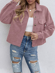 Button Up Dropped Shoulder Long Sleeve Jacket