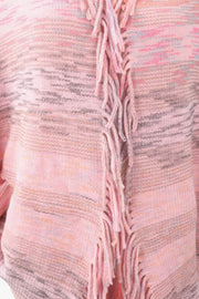 Multicolored Fringe Trim Poncho