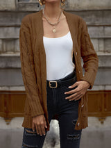 Cable-Knit Button Down Cardigan