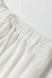 Round Neck Long Sleeve Top and Drawstring Pants Lounge Set