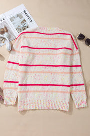 Plus Size Confetti Striped Round Neck Sweater