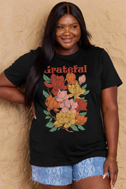 Simply Love Full Size GRATEFUL Flower Graphic Cotton T-Shirt