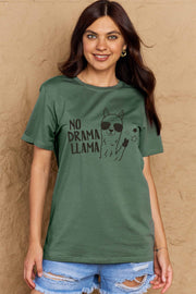 Simply Love Full Size NO DRAMA LLAMA Graphic Cotton Tee