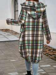 Devine Plaid Zip Up Hooded Coat