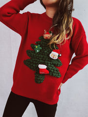 Christmas Tree Round Neck Long Sleeve Sweater