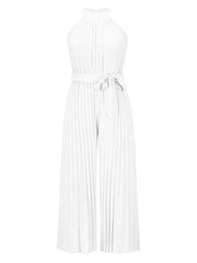 Cutout Tied Pleated Sleeveless Jumpsuit
