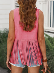 Fringe Open Front Vest Coat