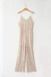 Sequin Spaghetti Strap Wide Leg Jumpsuit