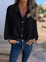 Full Size Collared Neck Long Sleeve Shirt