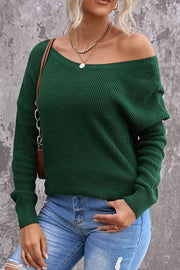 Woven Right Crisscross Back Waffle-Knit Sweater