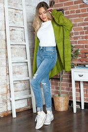 Openwork Open Front Long Sleeve Cardigan