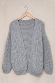 Cable-Knit Open Front Cardigan