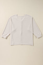 Side Slit V-Neck Long Sleeve Top