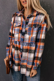 Plaid Collared Neck Long Sleeve Shirt
